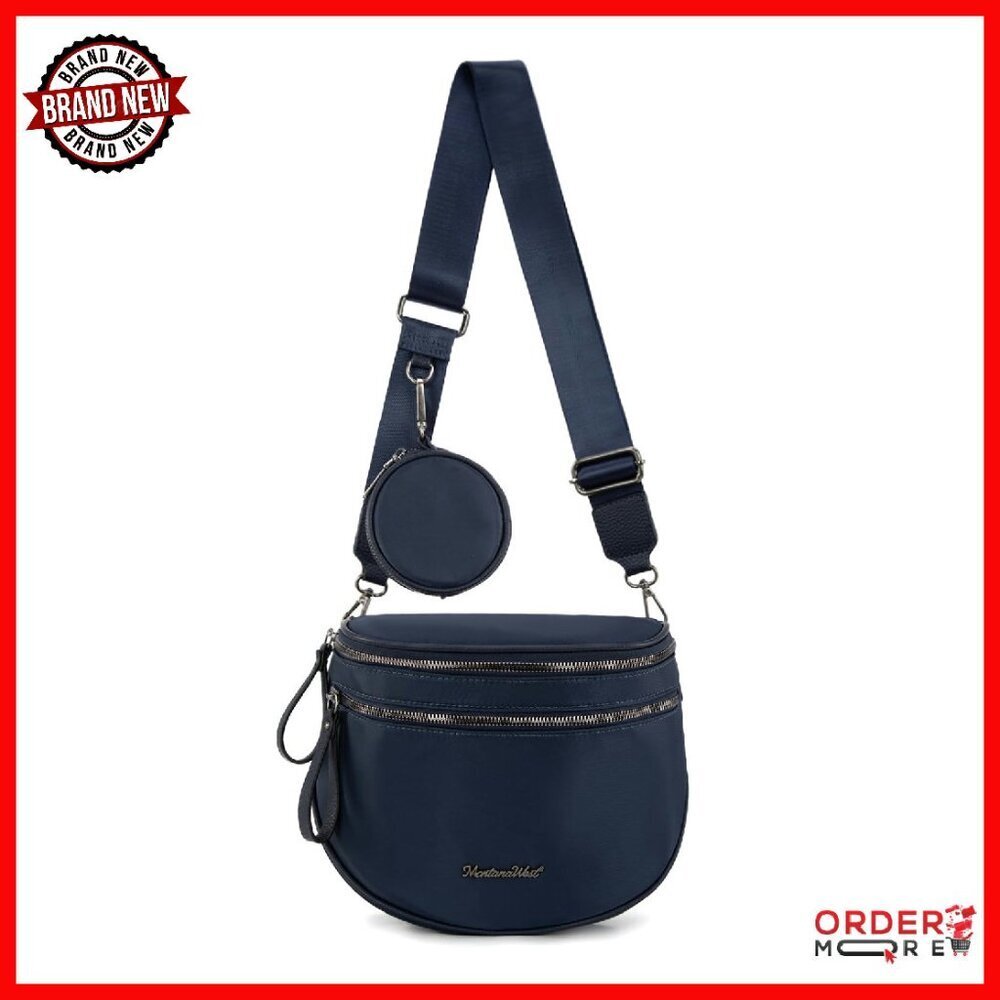Large Nylon Crossbody Bum Bag with Adjustable Strap & Coin Purse